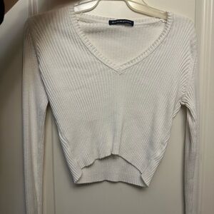 Brandy Melville White Ribbed Crop Top